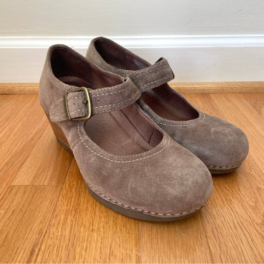 Dansko Women's Sandra Mary Jane Wedge Brown Suede Shoes Size 37 Classic Boho - Picture 5 of 12